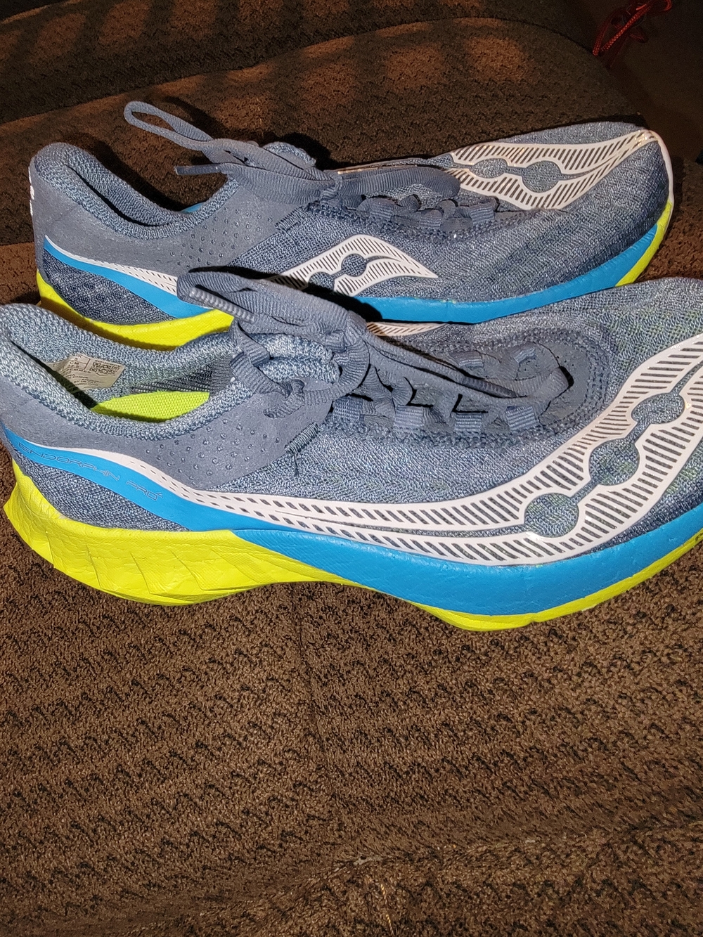Saucony Endorphin PRO 4 Blue and Neon Yellow Running Shoes